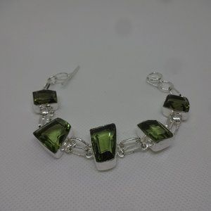 Stunning "OLIVE TOPAZ" Handmade Sterling Bracelet 7 inches  #166